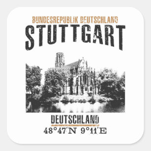 2 x Square Stickers 10 cm Stuttgart Germany German Travel Stamp  #40041 