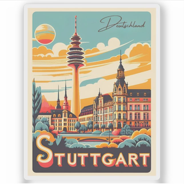 Stuttgart TV Tower - Fernsehturm germany gift Sticker (Front)