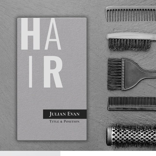 Styish Grey Monochrome Hairdresser Business Card (Creator Uploaded)
