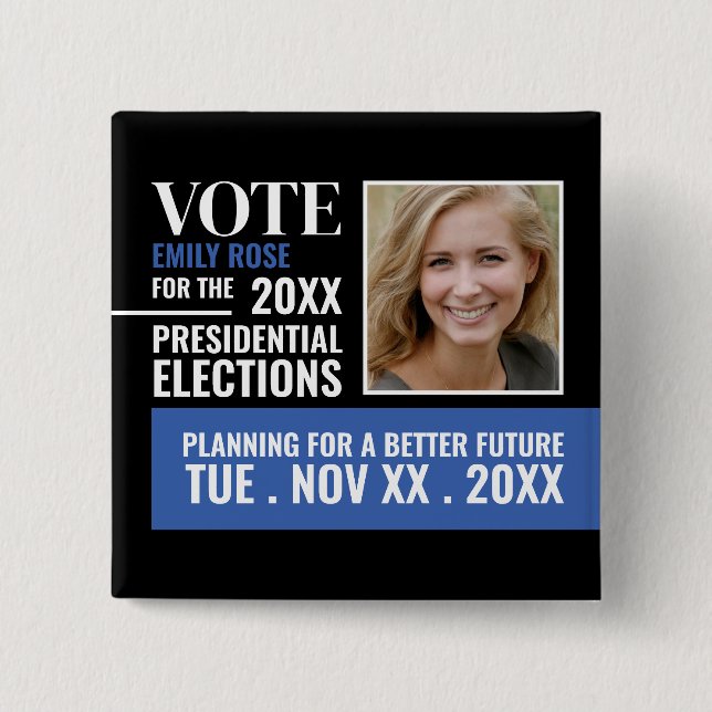 Styish Political Campaigner Advertising Button (Front)