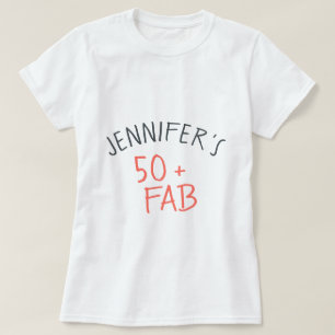 Stykish Personalized 50 Fabulous Coral Birthday T-Shirt