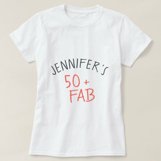 Stykish Personalized 50 Fabulous Coral Birthday T-Shirt (Design Front)