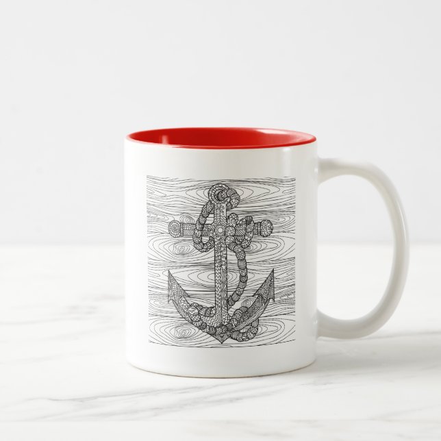 Style Anchor And Rope Two-Tone Coffee Mug (Right)