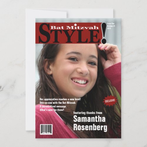 Style Bat Mitzvah Magazine Thank You Burgundy