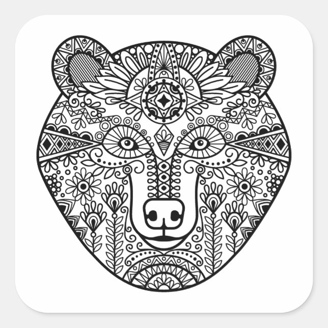 Style Bear Head Square Sticker (Front)