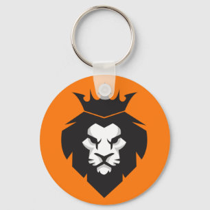 Style Black and White King Lion with Crown Keychain