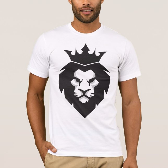 Style Black and White king Lion with Crown T-Shirt (Front)