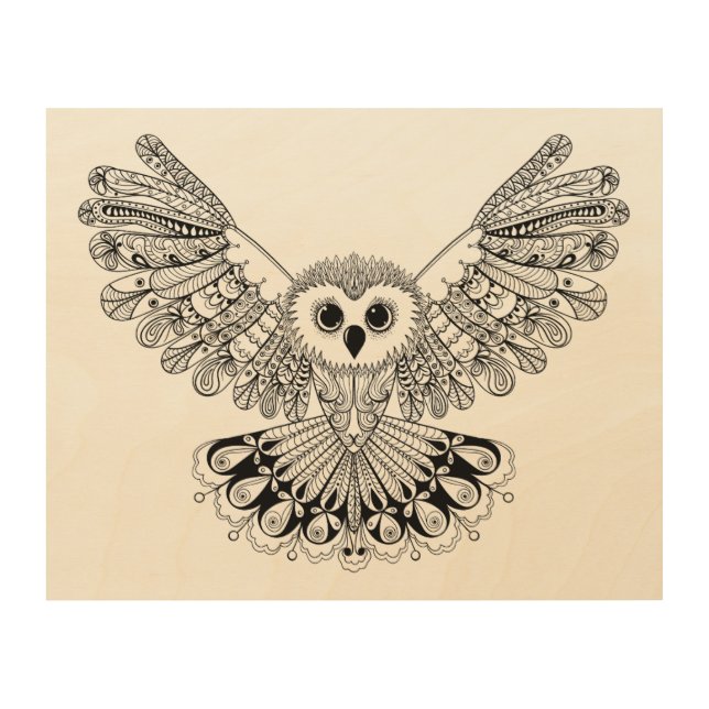 Style Black Owl 5 Wood Wall Decor (Front)