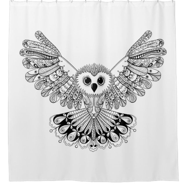 Style Black Owl Shower Curtain (Front)