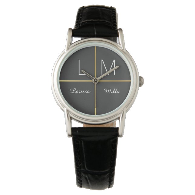 style black personalized watch (Front)