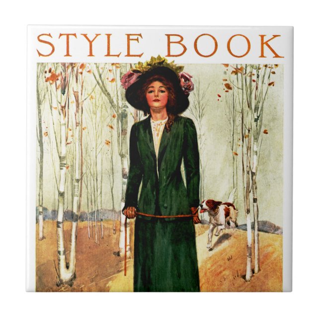 Style Book Fashion Illustration Ceramic Tile (Front)