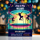 style boys kids cool trampoline Park 13th birthday Invitation