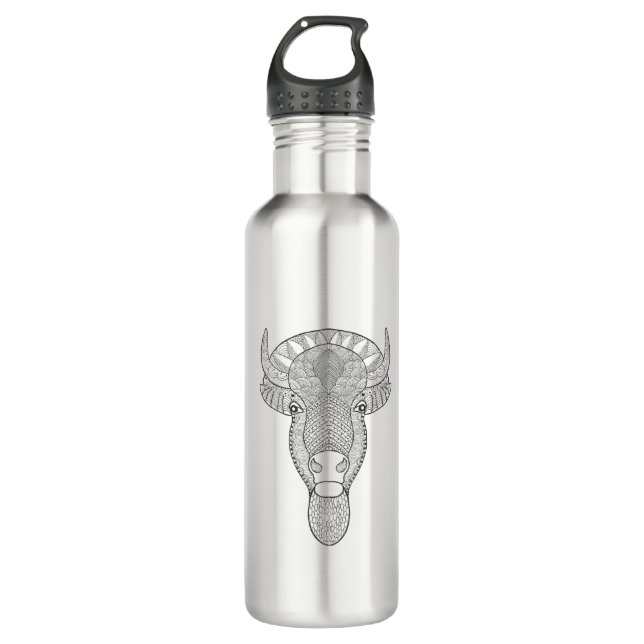 Style Bull Head Stainless Steel Water Bottle (Front)
