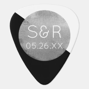 Style Circle Wedding Monogram with couple initials Guitar Pick