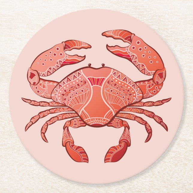 Style Crab Round Paper Coaster (Front)