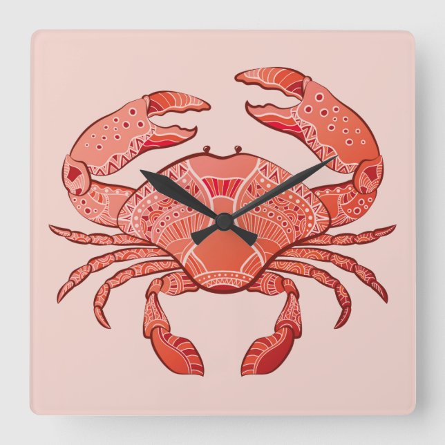 Style Crab Square Wall Clock (Front)