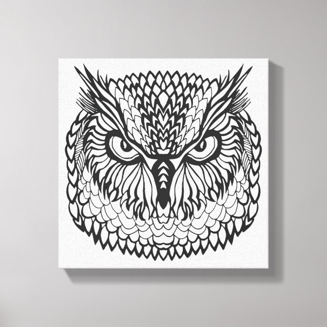 Style Eagle Owl Head 6 Canvas Print (Front)