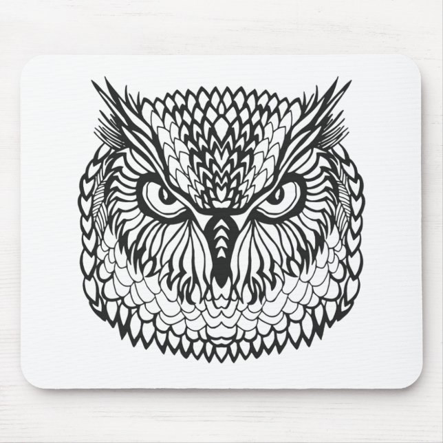 Style Eagle Owl Head Mouse Pad (Front)