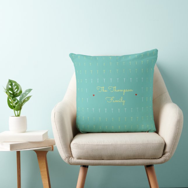 style Family Name & initial personalized nice Throw Pillow (Chair)