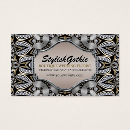 Style Fusion Silver Black Gold Baroque BizCards Business Card