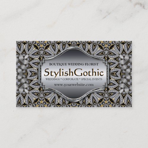 Style Fusion Silver Black Gold Baroque ver2 Biz Business Card