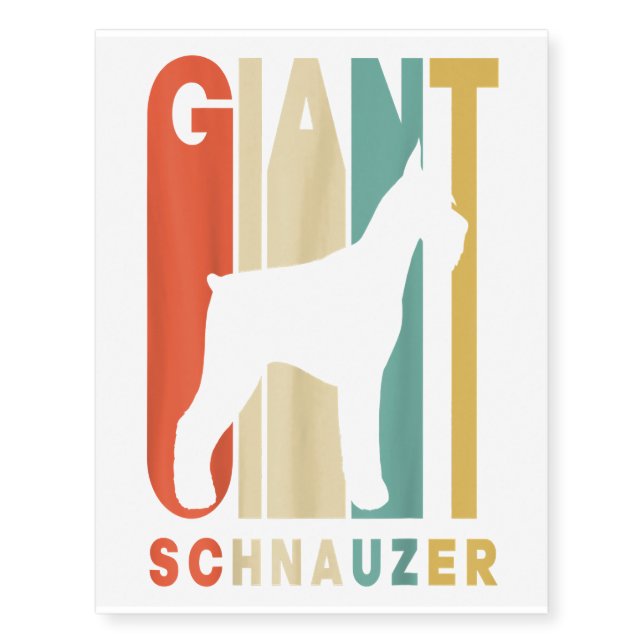 Style Giant Schnauzer Silhouette Temporary Tattoos (Front)