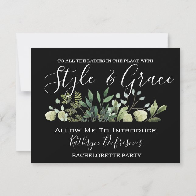 "Style & Grace" Bachelorette Party Invitation (Front)
