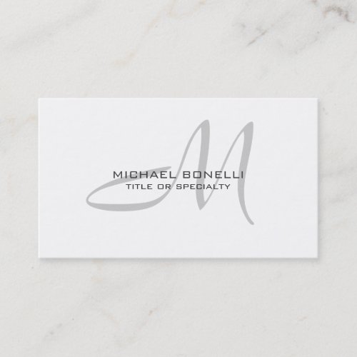 Style Grey Script Monogram Standard Business Card