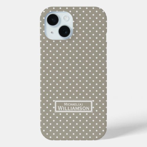 Style  Individuality Pebble Grey White Polka Dot iPhone 15 Case