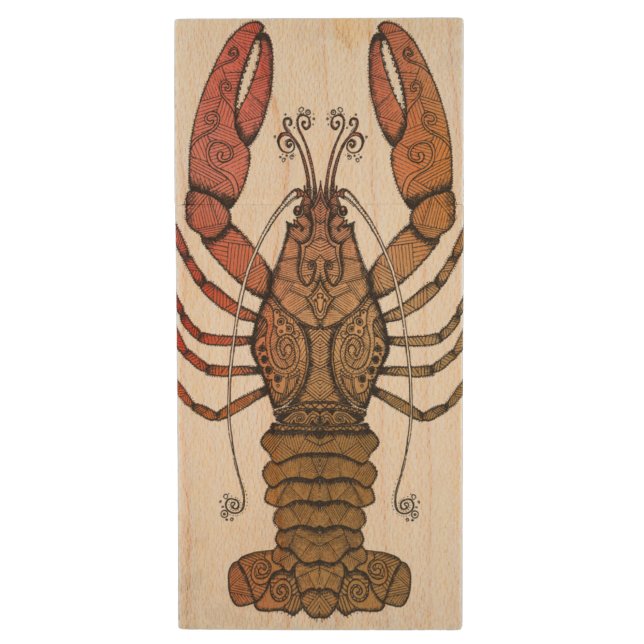 Style Lobster Wood Flash Drive (Front Vertical)