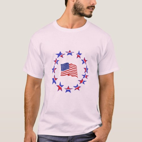 Style Mens Basic T_Shirt __Patriotic Flag