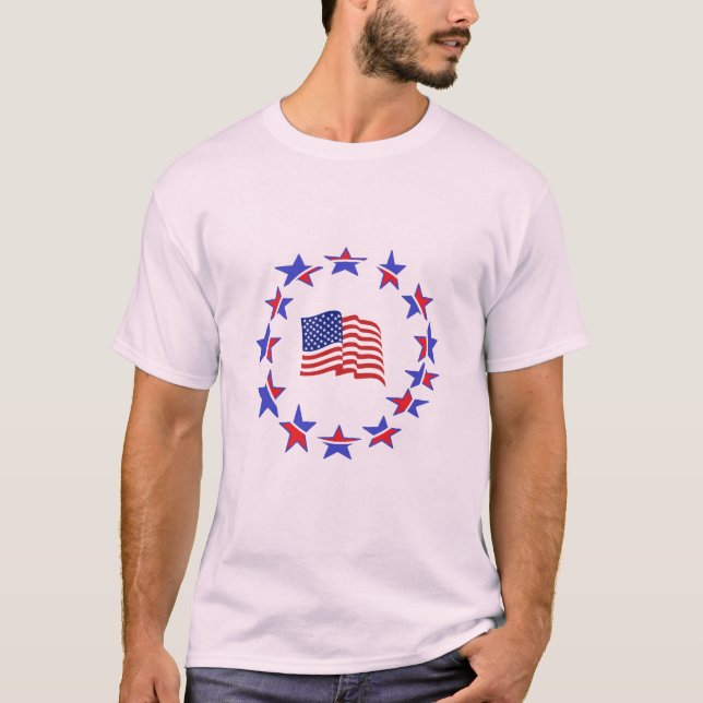 Style: Men's Basic T-Shirt --Patriotic Flag (Front)