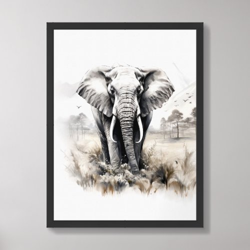 Style Neutral earth colors elephant in the jungle Framed Art