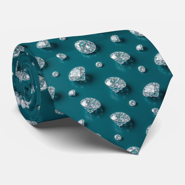 Style Peacock | Luxury Diamond Teal Blue Neck Tie (Rolled)