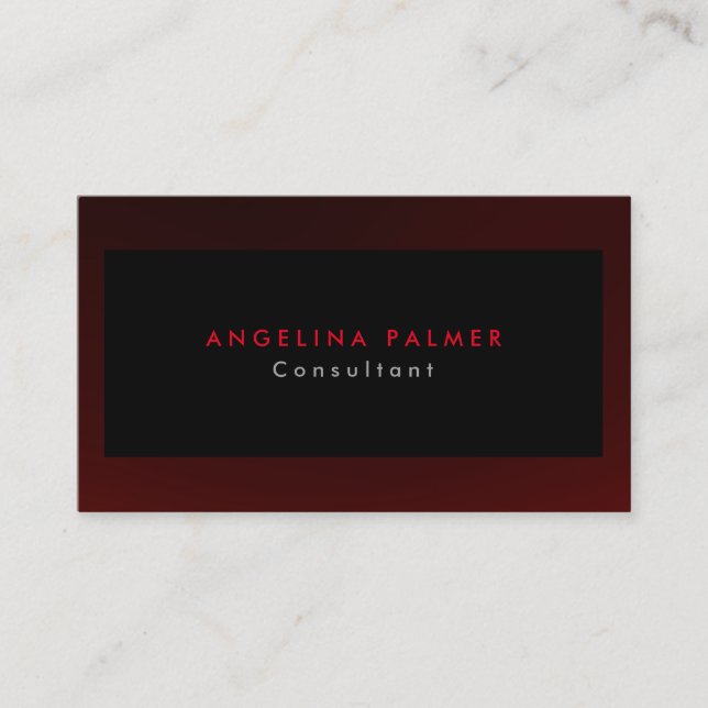 Style Plain Modern Red Gray Background Original Business Card (Front)