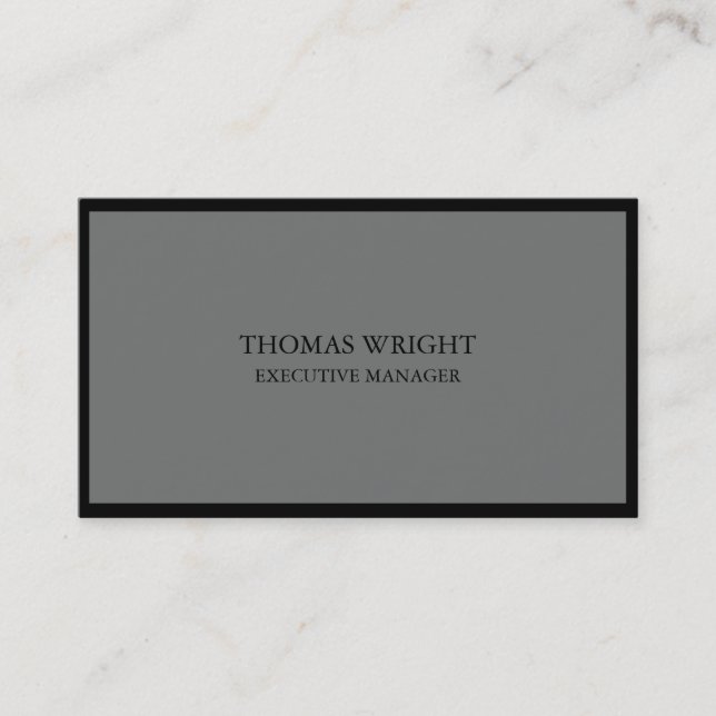 Style Plain Simple Nickel Grey Black Professional Business Card (Front)