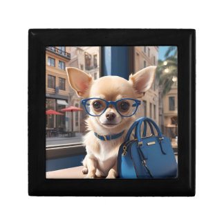 Style Puzzle: Chihuahua Wears Blue Glasses in Luxu Gift Box