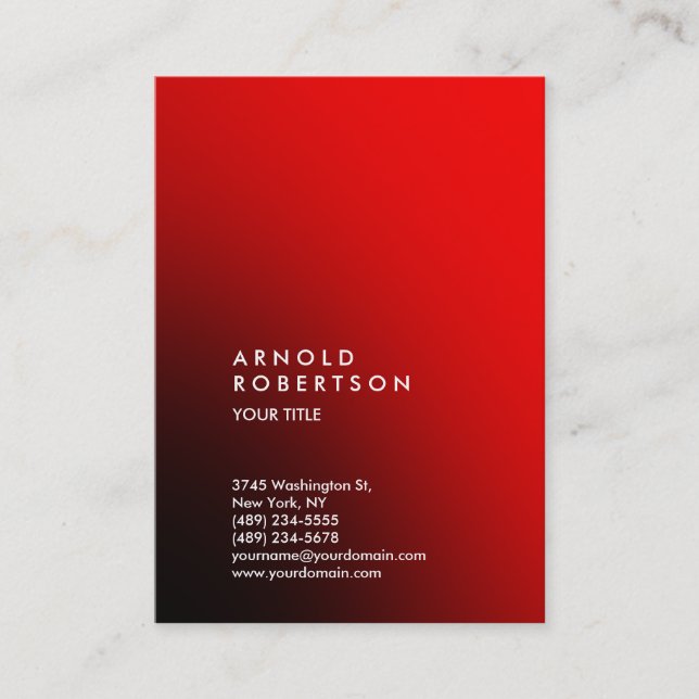 Style Red Trendy Large Professional Business Card (Front)