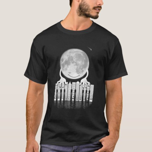 Style Rock Sound City Moon Playing Piano Studio T_Shirt