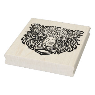 Style Tiger Head Rubber Stamp