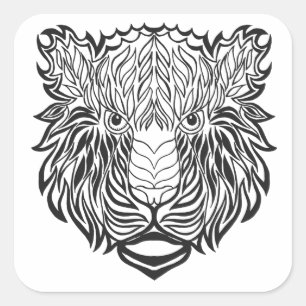 Style Tiger Head Square Sticker