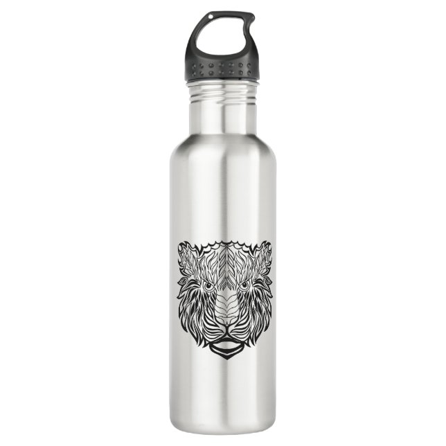 Style Tiger Head Stainless Steel Water Bottle (Front)