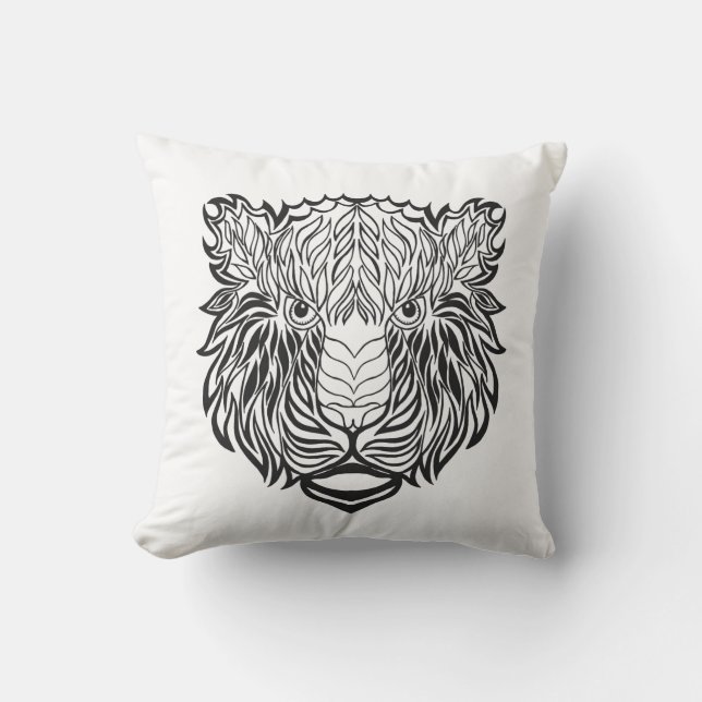 Style Tiger Head Throw Pillow (Front)