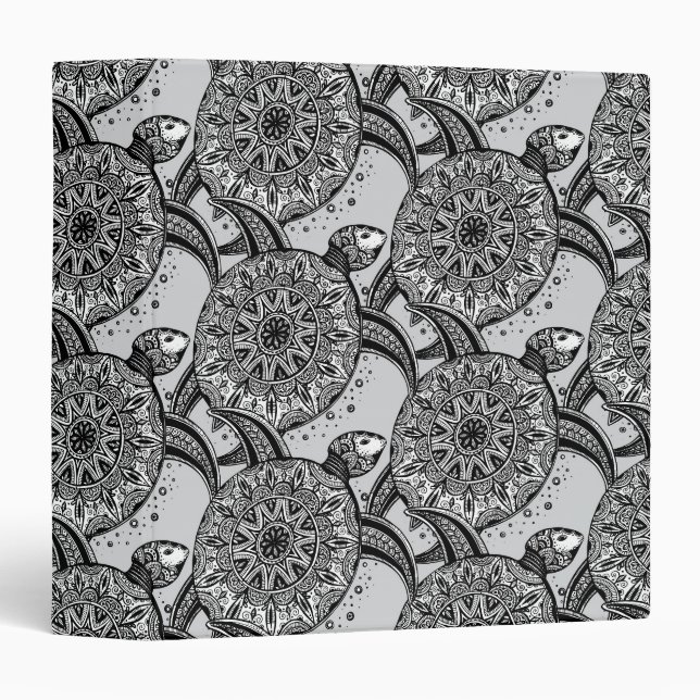 Style Turtle Pattern 3 Ring Binder (Front/Spine)