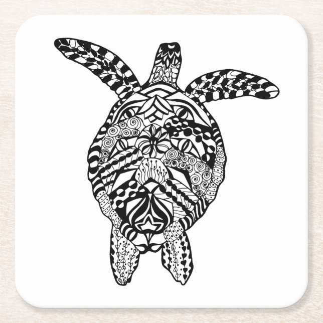 Style Turtle Square Paper Coaster (Front)