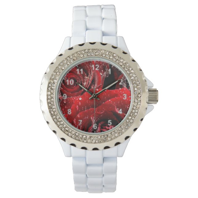 Style: Women's Rhinestone White Enamel Watch (Front)
