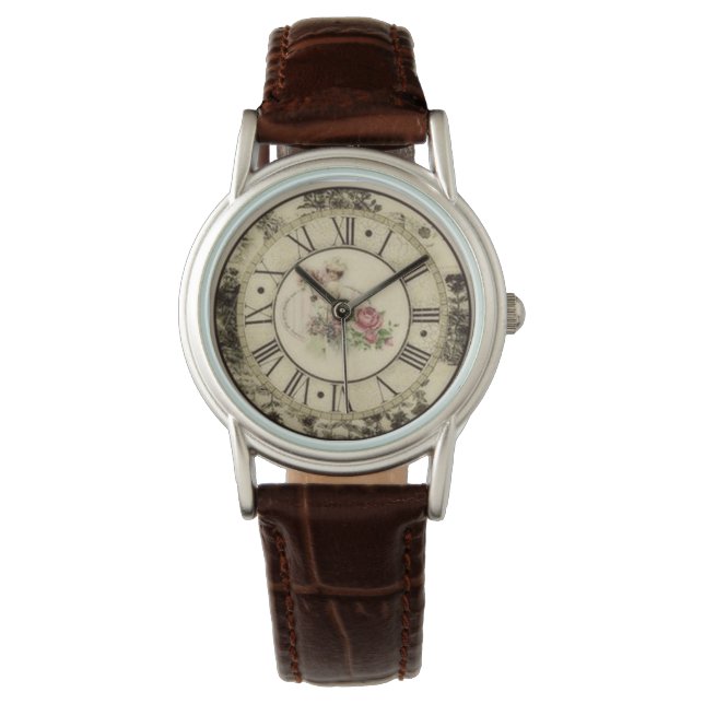 Style: Women's Rhinestone White Enamel Watch (Front)