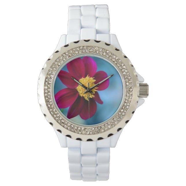 Style: Women's Rhinestone White Enamel Watch (Front)