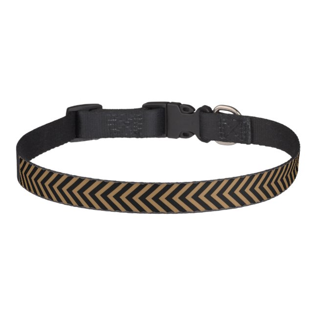 Style Zigzag Brown Black Pet Dog Collar (Front)