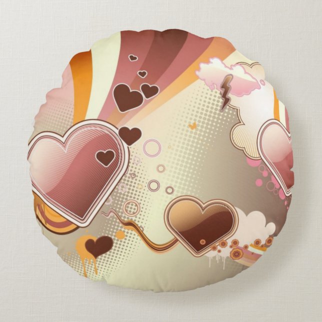 Styled design background round pillow (Front)